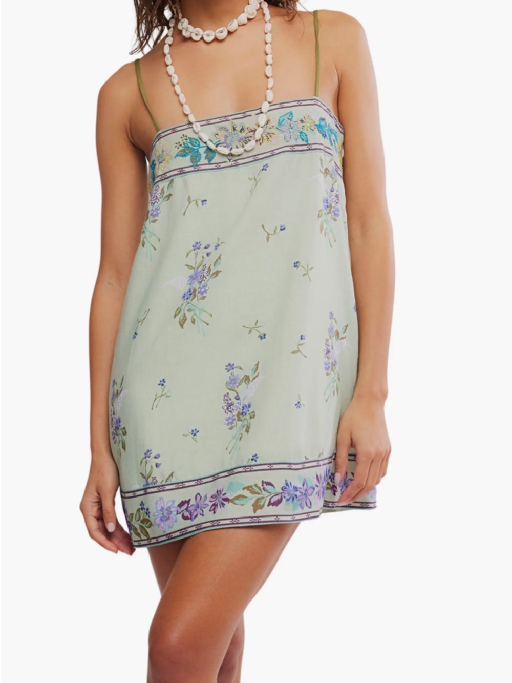 Free people Bali take me with you embroidered dress NWT Mint and Lavender color